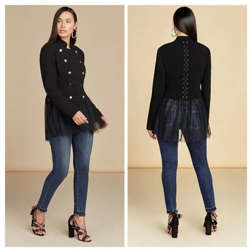 Willow & Clay Tulle Trim Lace-Up Back Jacket